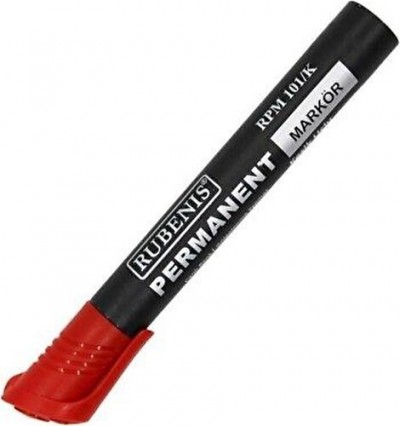Rubenıs Permanent Koli Kalemi Kesik Uçlu Kırmızı